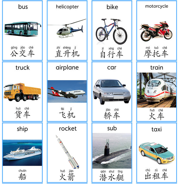 Transport交通工具英语卡片单词闪卡宝宝启蒙幼儿英文教师教具_虎窝淘
