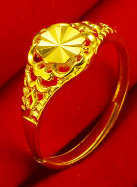 黄金戒指999足金色AU750纯金首饰不掉色真金送自己结婚送妈妈