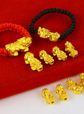 黄金貔貅戒指男女999足金24K纯金3D硬金真金子串手链编戒指小