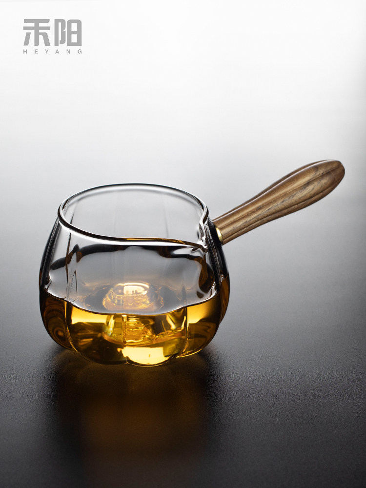 禾阳 侧把公道杯耐高温玻璃加厚倒茶杯茶海公杯茶漏分茶器茶具