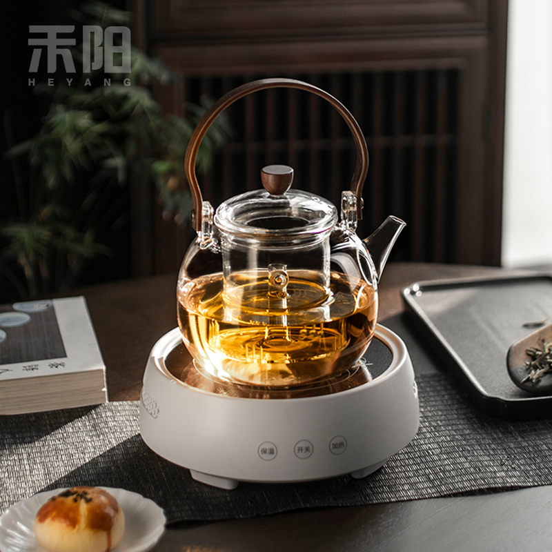 禾阳 玻璃煮茶壶烧水壶家用电陶炉煮茶器全自动蒸汽煮茶炉