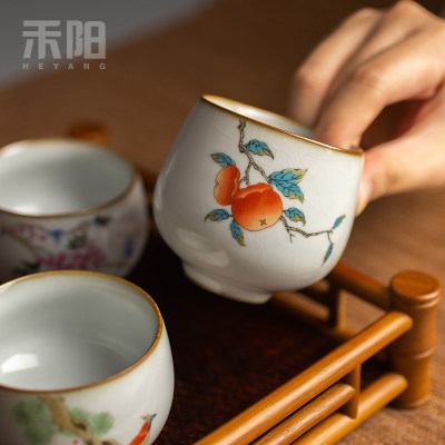 禾阳仿古汝窑茶杯陶瓷开片可养