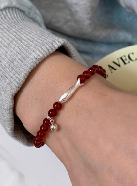 一恋年年有余小圆球吊坠手链女红色圆珠个性百搭气质手环