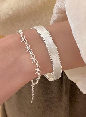 一恋精致波浪手镯女简约气质百搭蝴蝶结手链ins风小众手环网红手