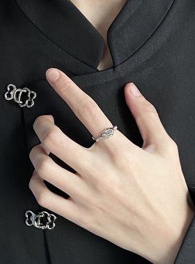 一恋精致绿色锆石戒指女不规则竹节气质开口指环ins风小众清新食