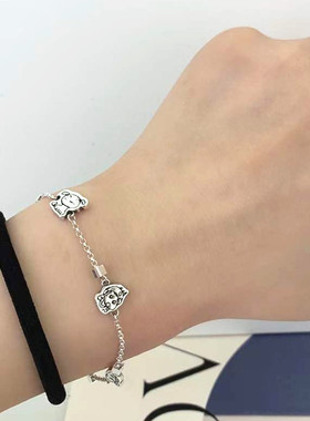 一恋小新一家人手链女复古极简冷淡风方块拼接趣味手环叠戴气质手