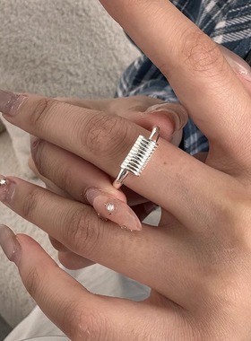 一恋几何素圈线条缠绕戒指女螺纹简约冷淡风开口指环ins风小众食