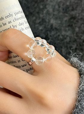 一恋甜美小众设计圆珠戒指女ins风森系韩版个性开口指环网红食指