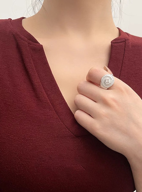 一恋几何圆盘方圆戒指女设计感气质开口指环网红个性嘻哈创意食指