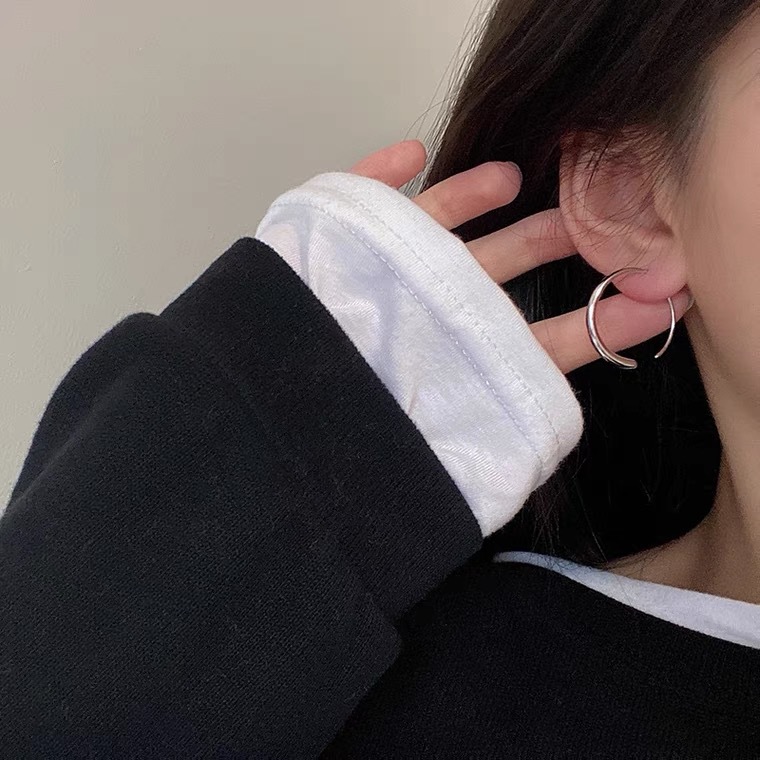 一恋C型几何圆圈耳环女极简冷淡风精致优雅百搭耳圈ins风网红气质