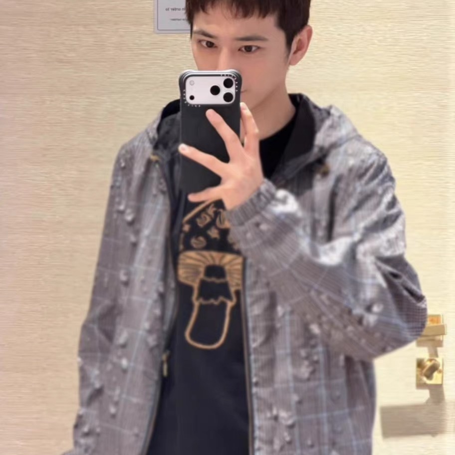 25FW欧美风早秋新款字母立体水滴提花双面穿连帽夹克时尚男女外套