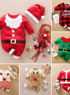 2023 Baby Boys And Girls Christmas Jumpsuit Red And Green