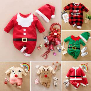 2023 Baby Boys And Girls Christmas Jumpsuit Red And Green