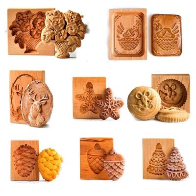 Biscuit Mold Cutter Wooden Cookie Mold Christmas Cookie Cutt