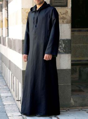 New Men Simple Long Hooded Shirt Robe Clothing 简约长袍衬衫
