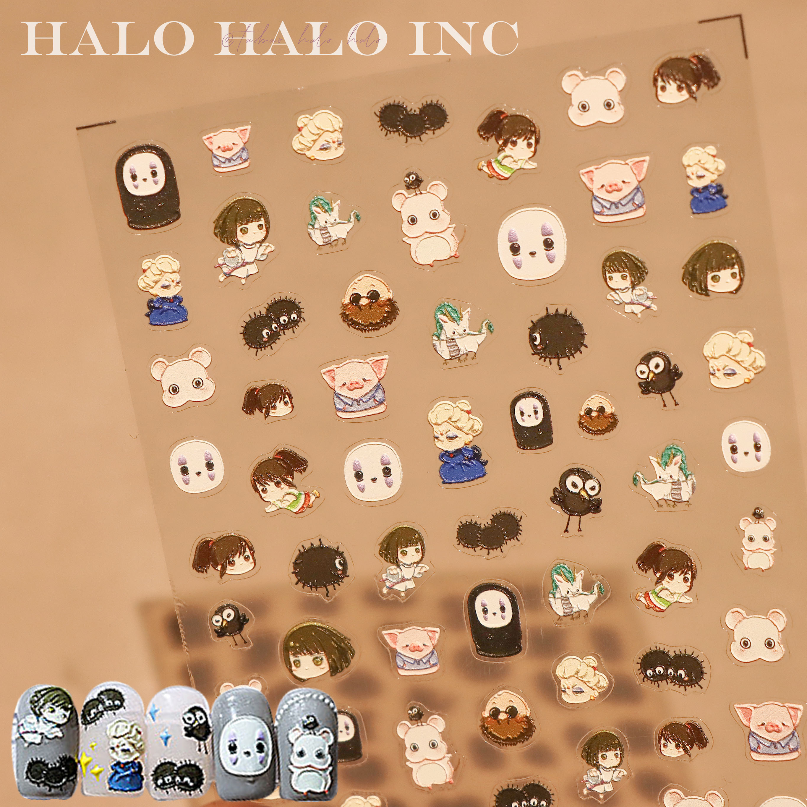 美甲贴纸千与千寻卡通动漫无脸男