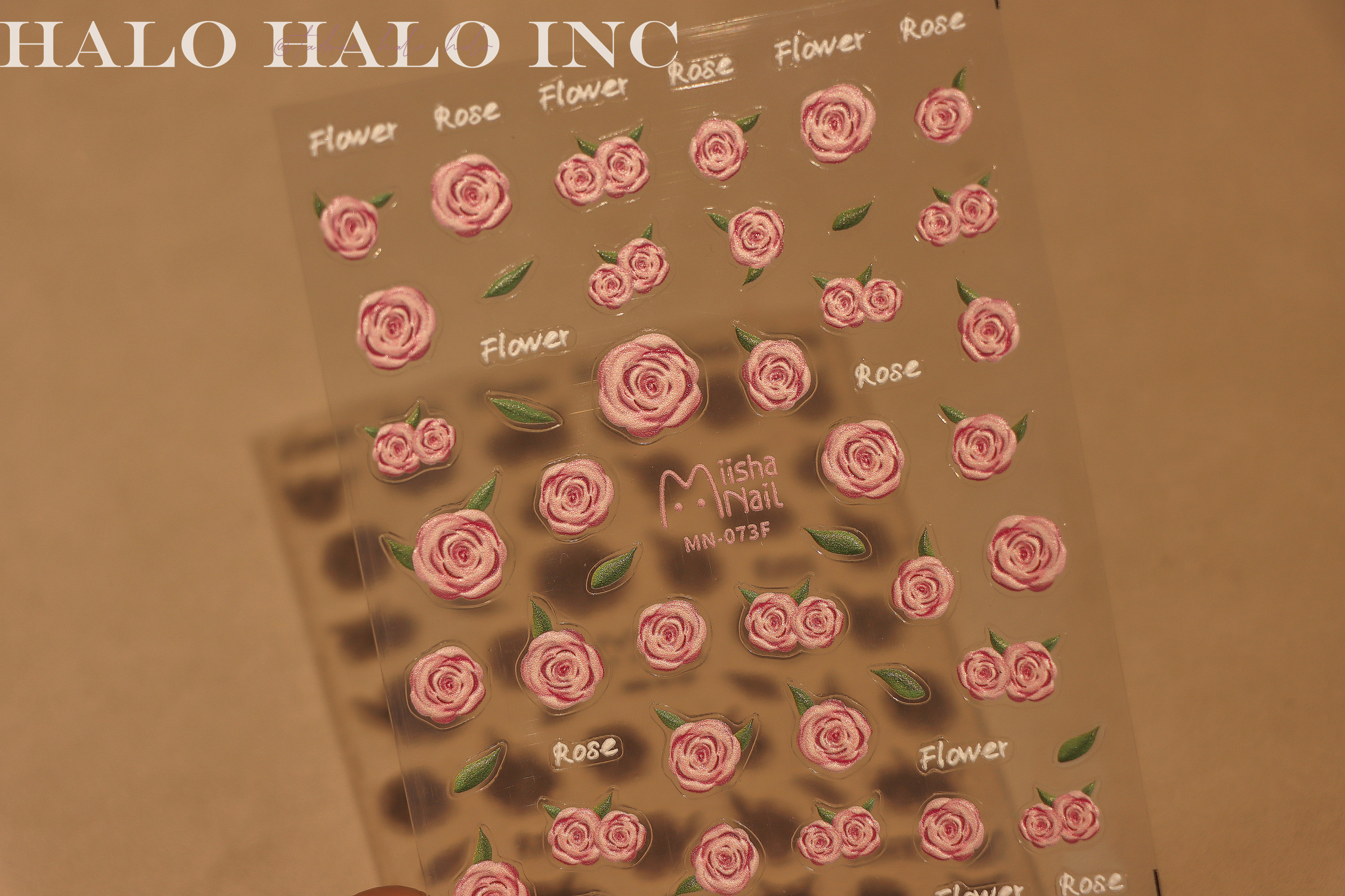 美甲贴纸玫瑰水彩干枯立体浮浮雕