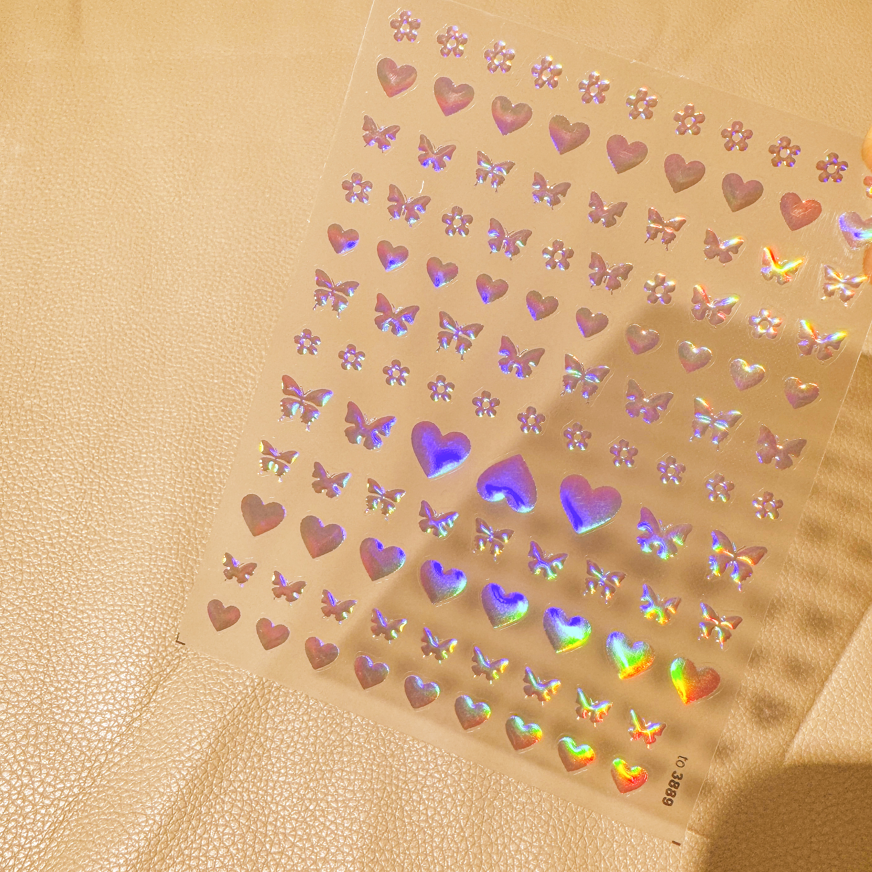 美甲贴纸粉色爱心香芋蝴蝶星芒