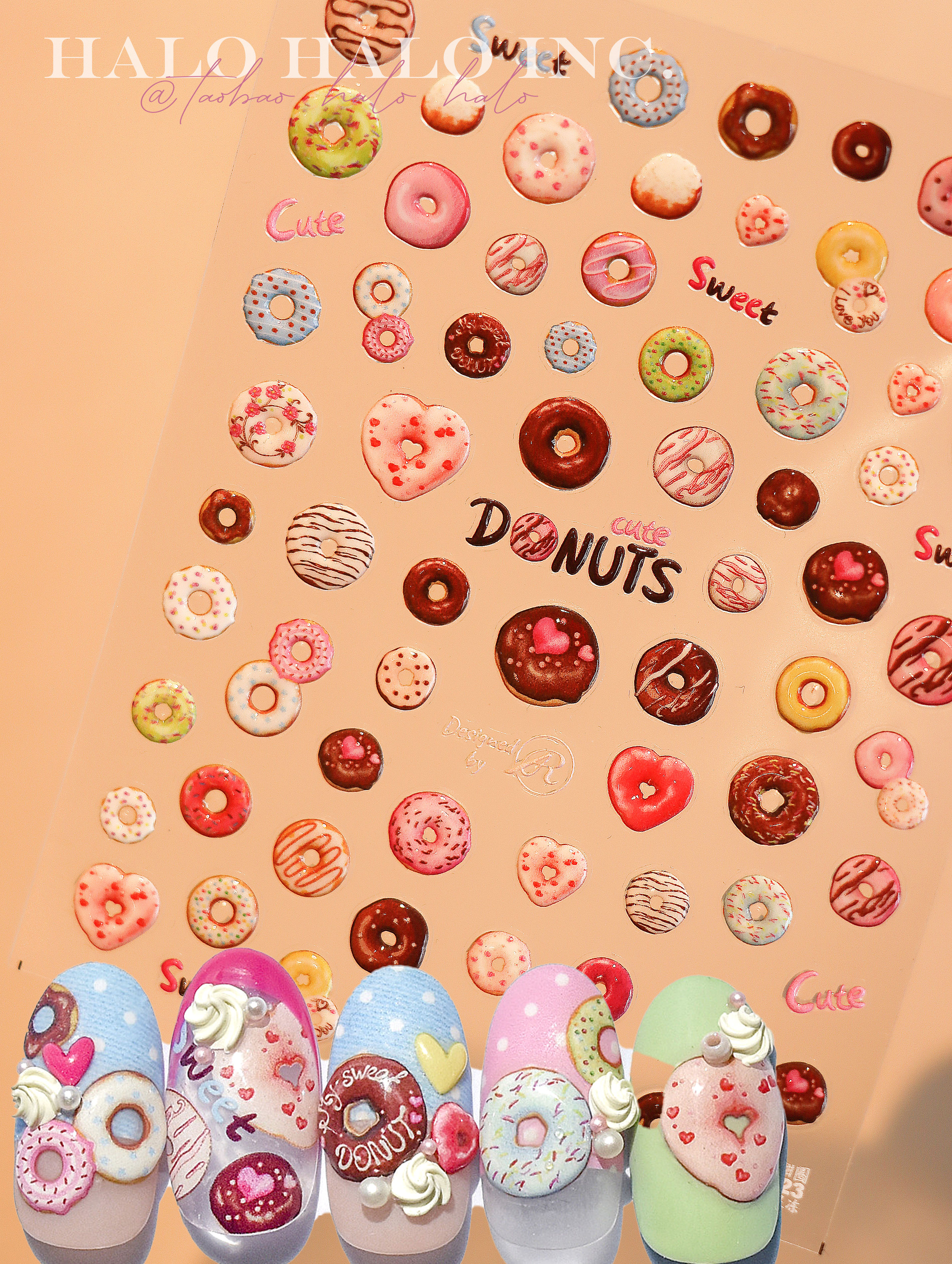 美甲贴纸甜甜圈甜品马卡龙果冻