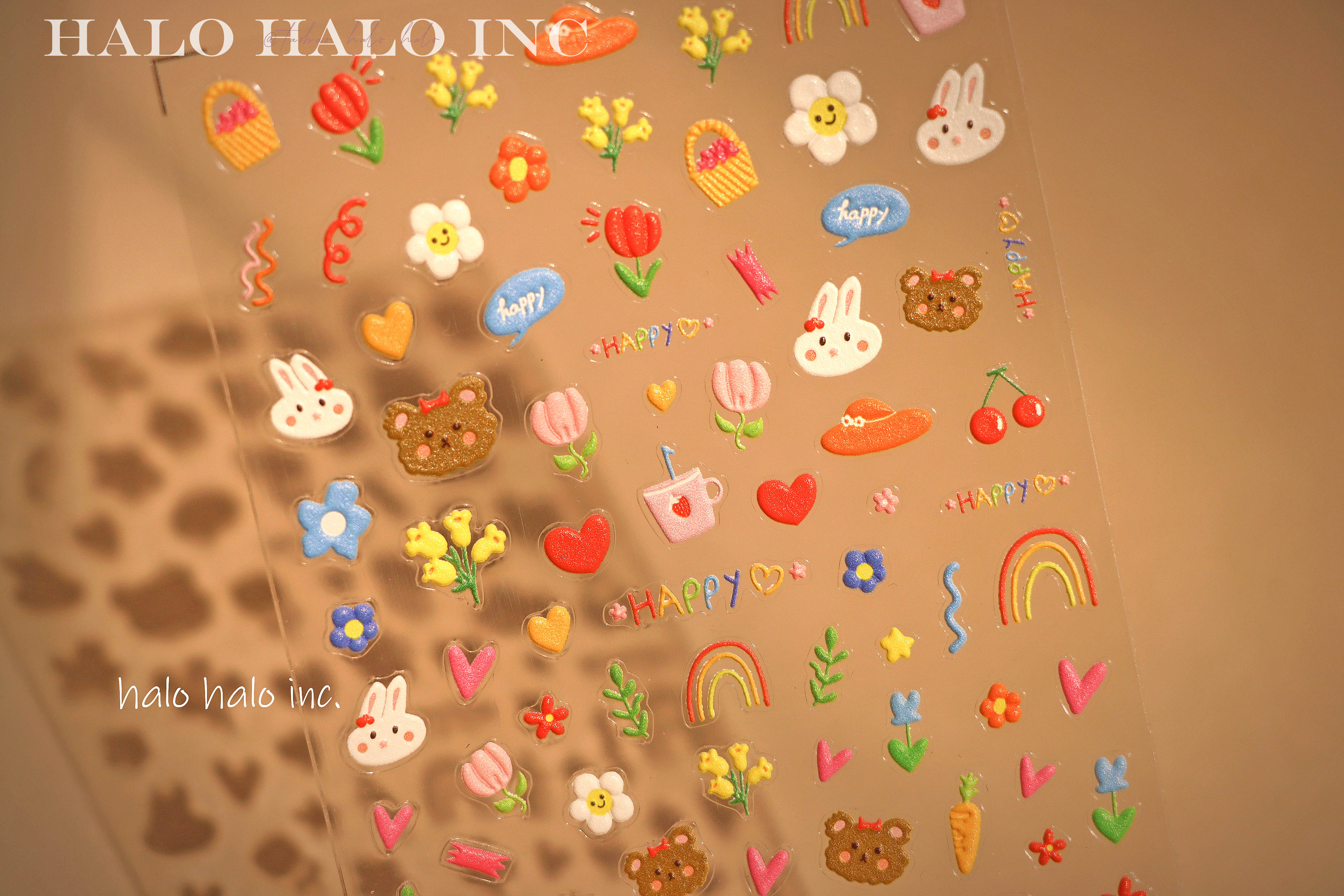 美甲贴纸小熊小兔卡通可爱花朵