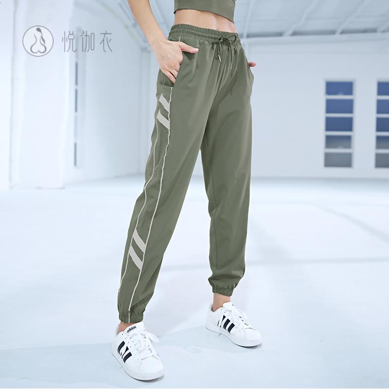 欧美女士高腰抽绳印花健身裤蜜桃