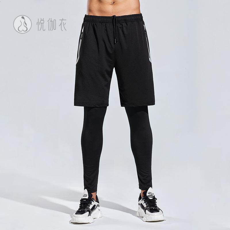 运动假两件健身裤男速干裤秋冬季