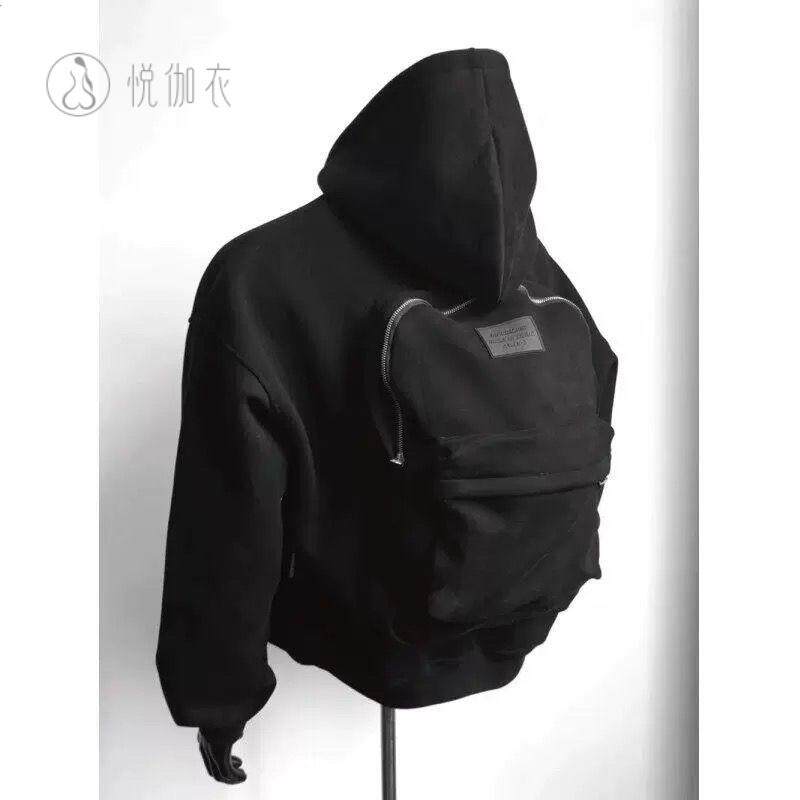 美式潮牌立体背包连帽开衫卫衣男