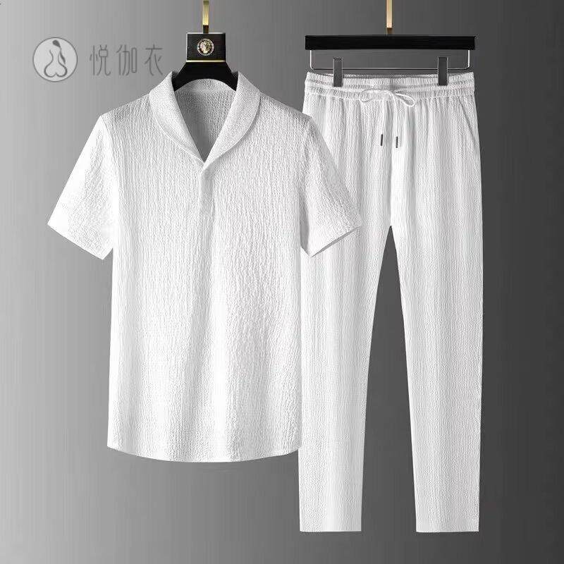 冰丝亚麻男士夏季大码休闲运动｜