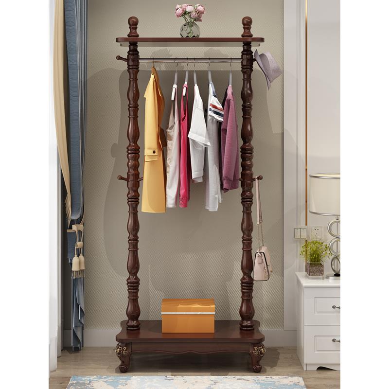 双杆衣架落地卧室网红欧式立式家用挂衣架客厅门厅实木衣帽架落地