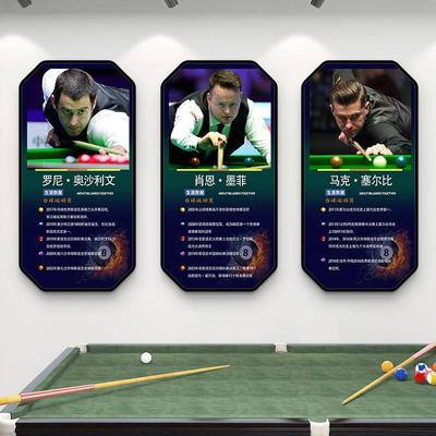 斯诺克俱乐部挂画台球厅装饰画丁俊晖潘晓婷王忠尧台球室海报壁画