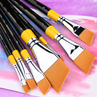 韩国Hwahong华虹972尼龙斜头 斜峰 水彩水粉丙烯油画设计图案画笔