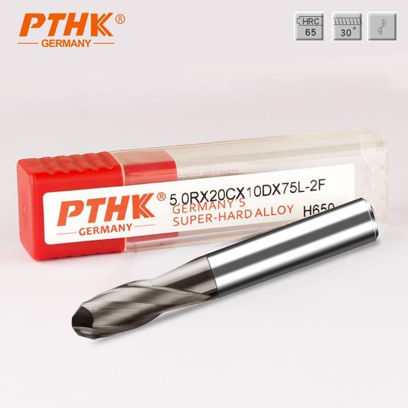 德国PTHK65度球刀 数控加硬钨钢立铣刀 R2X75~R6X100加长合金刀*