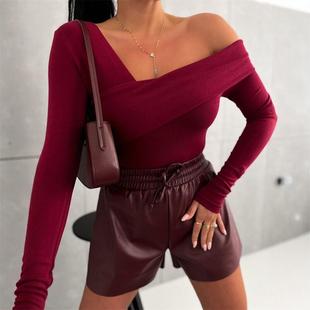 Autumn Winter Knitted Tops women shirt ladies casual T shirt