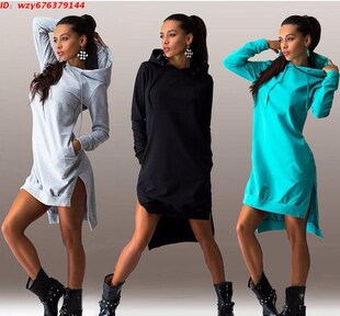 Women Autumn Long Sleeve Hoody Dress Ladies Winter Hoodies女
