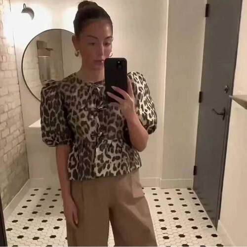 欧美新款女装泡泡袖上衣