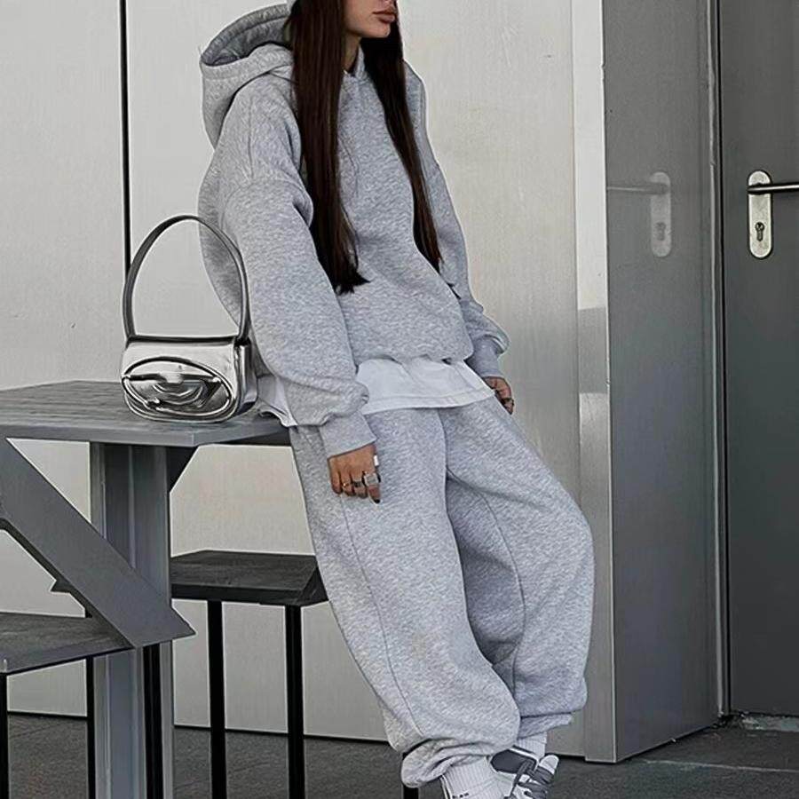 欧美秋冬休闲运动风连帽