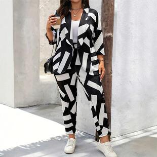 plus size long sleeve tops fat women suit ladies 2 piece set