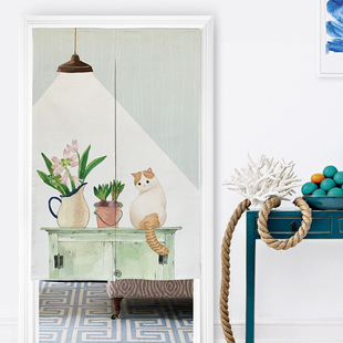 家用门帘客厅卧室帘隔断帘布料半帘卫生间厨房帘布艺打孔免费定制