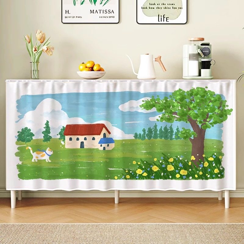 柜子帘遮挡杂物橱柜防尘门帘房间免打孔遮丑拉帘书柜轨道式布帘子,居家布艺,门帘,淘宝优惠券,粉丝福利购,淘宝优惠卷