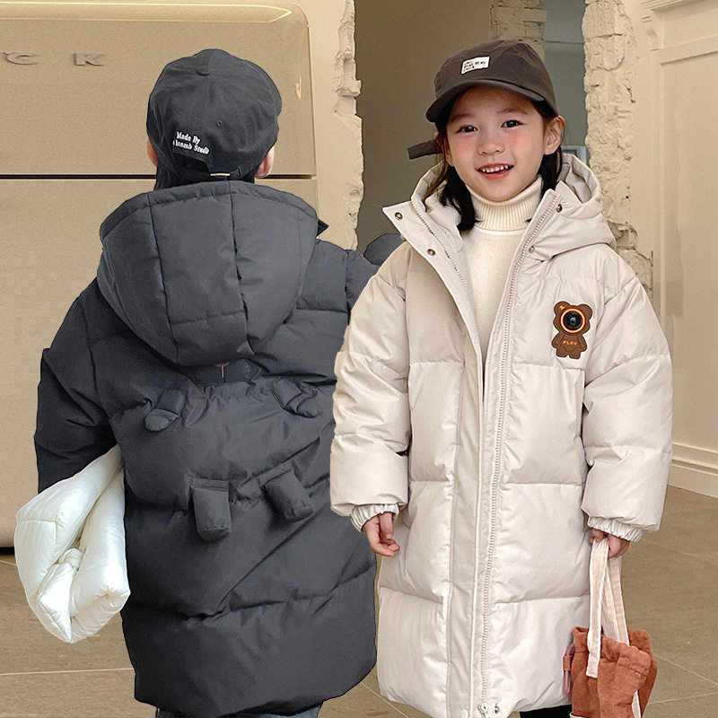 湖州织里童装羽绒服2023冬季新款韩版儿童贴标立体绣可爱小熊男女