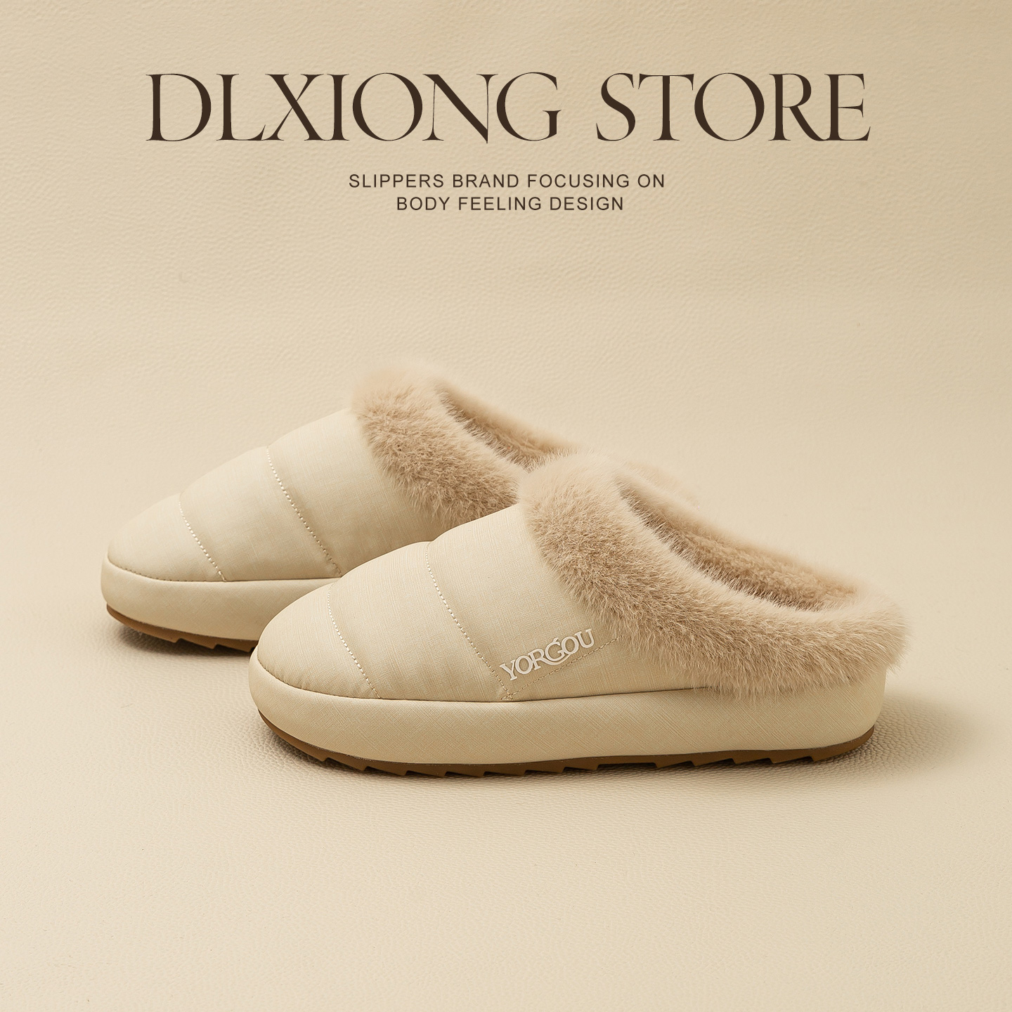 高端时尚毛绒棉拖鞋加绒情侣