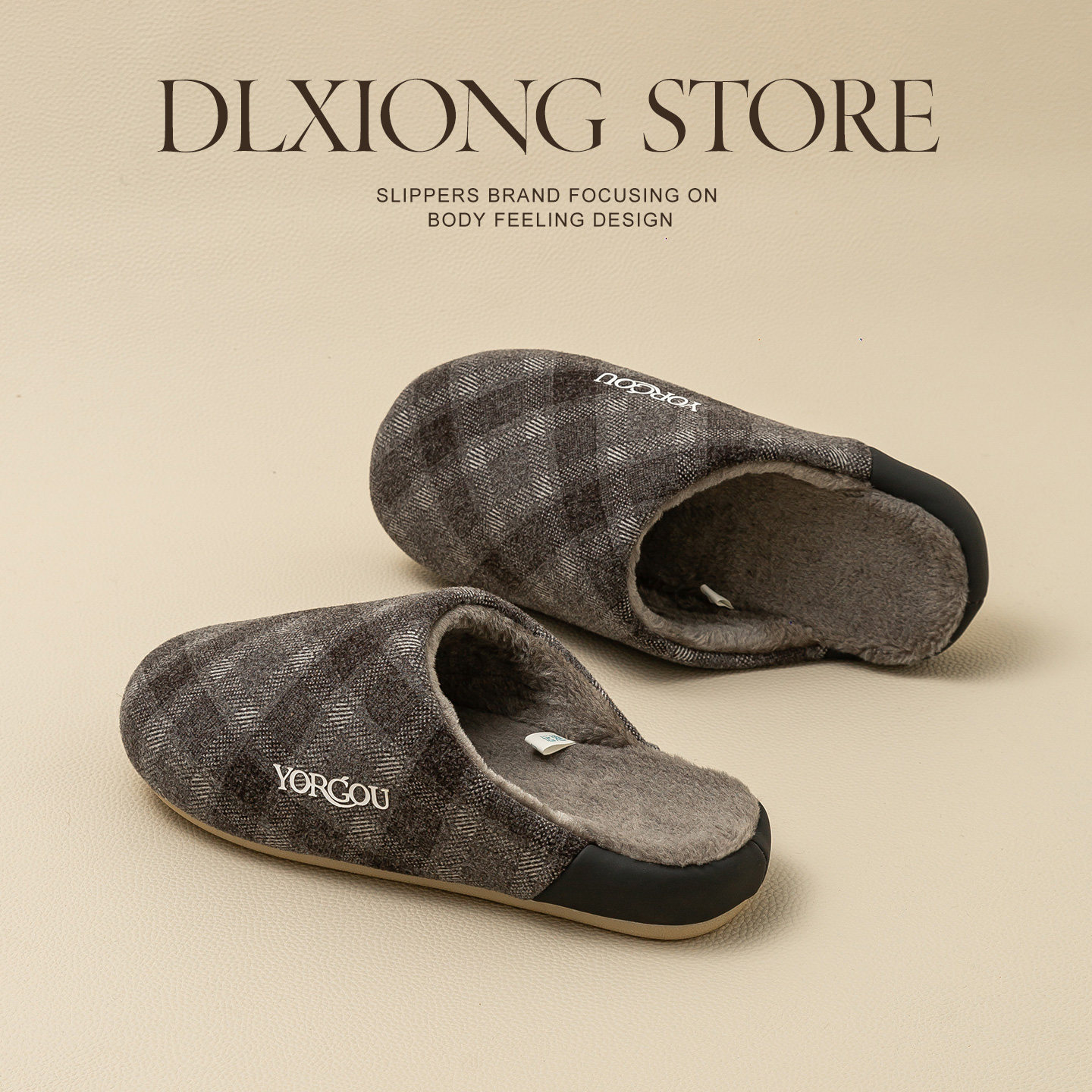 男士轻奢格子毛呢棉拖鞋秋冬季居家用加绒保暖女室内地板防滑厚底,居家布艺,居家棉拖/棉鞋,淘宝优惠券,粉丝福利购,淘宝优惠卷