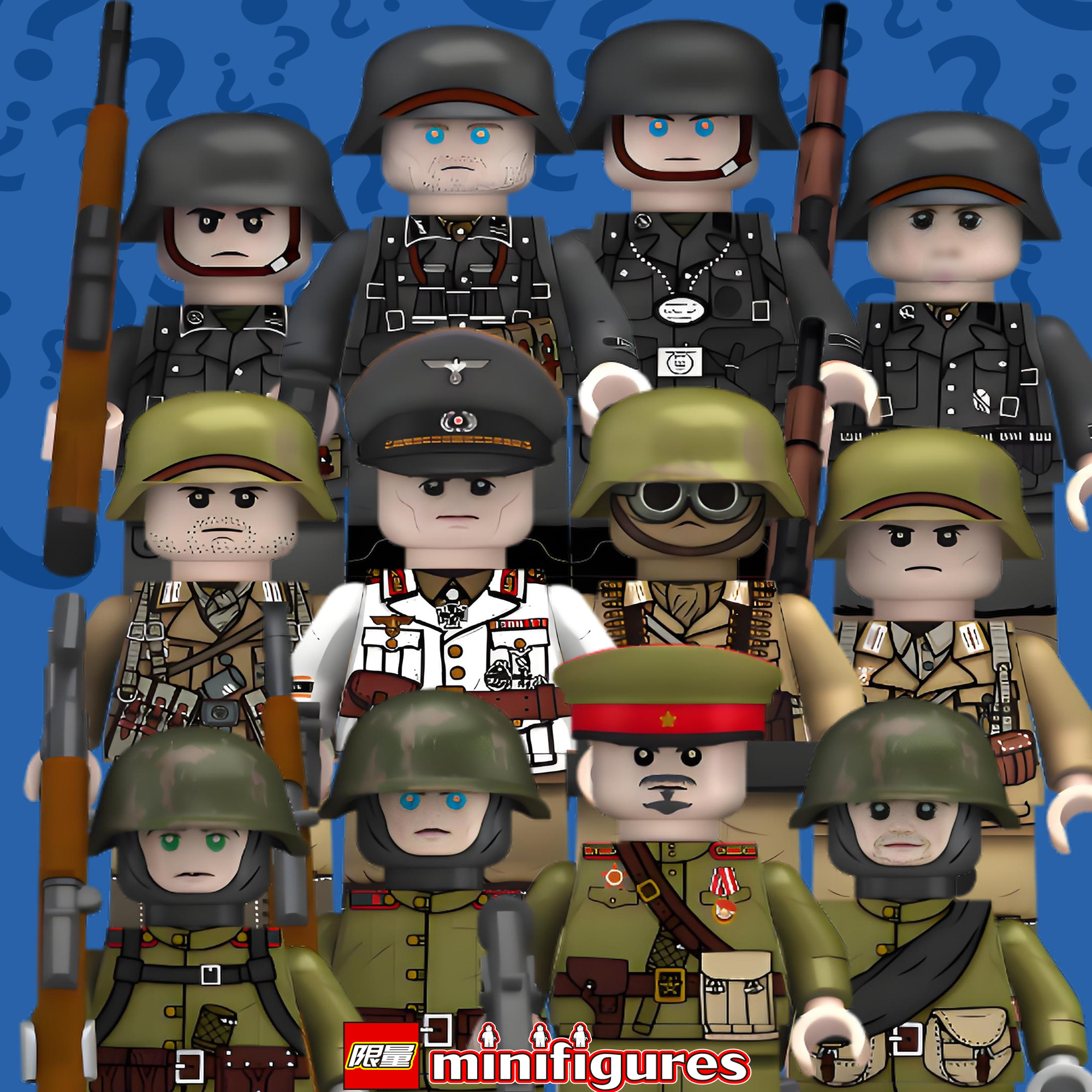 乐门高砖版高品质中国积木小人仔益智拼装军事系列儿童玩具模型