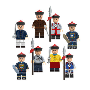 第三方古代清朝士兵人物北洋水师一品文官武官侍卫小人仔积木玩具
