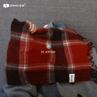 圣铭护肩红色围巾女冬季 韩系百搭氛围学生保暖高级感围脖 2025新款