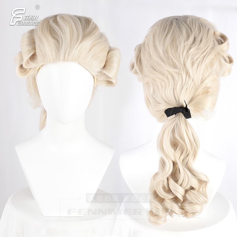 钢琴家宫廷表演出道具头套法官律师假毛米色长卷发cos假发