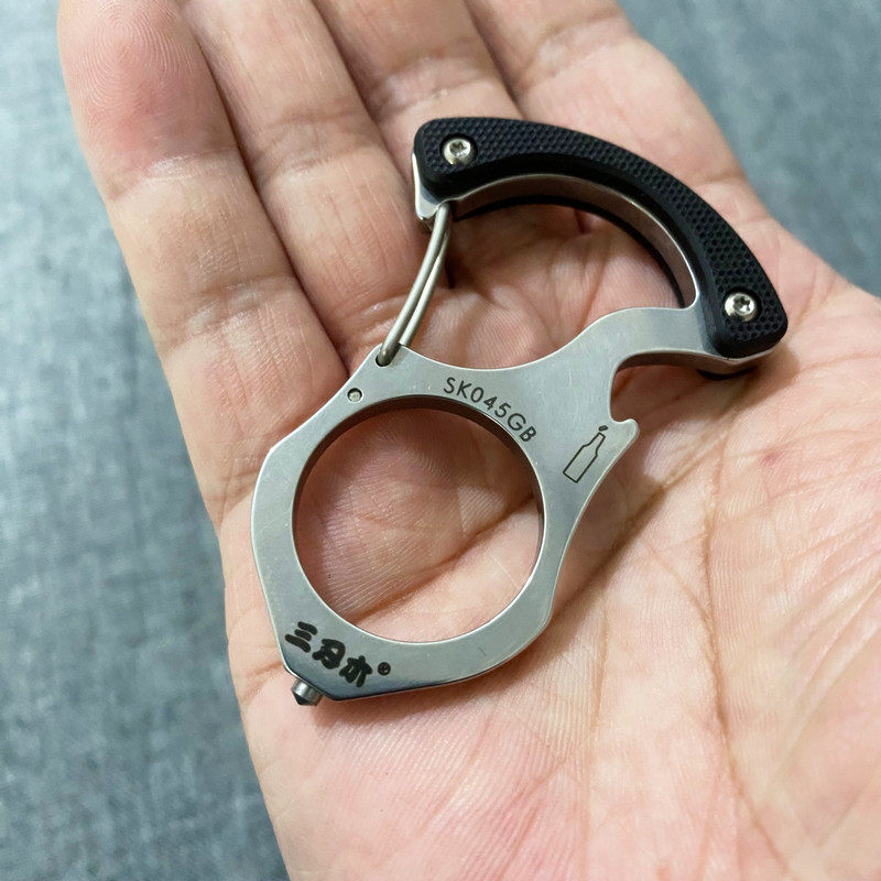 三刃木不锈钢多功能钥匙扣圈随身应急钨钢破窗锥便携开瓶器挂扣