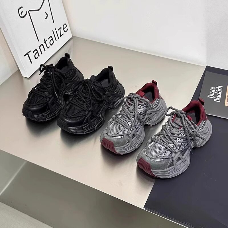 厚底老爹鞋女2026新款春季灰红色增高运动鞋子超火爆款巨好看百搭