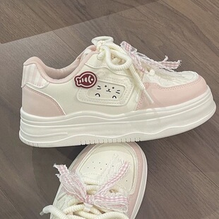 2026秋冬新款奶fufu厚底小白鞋女面包鞋可爱小众百搭休闲运动板鞋