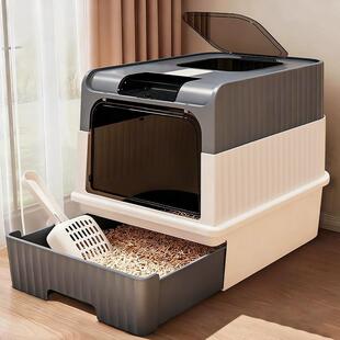 维多利亚猫砂盆超大号抽屉顶盖式前进顶出式超大防溅隔臭紫外线缅